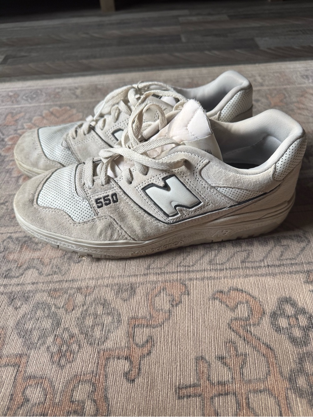 New Balance 550 Beige and White Low-Top Sneakers